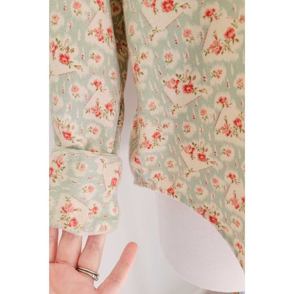 80s Ralph Lauren Floral 1980s Vintage Cotton Flannel Long Sleeve Button Down Top - Picture 11 of 14